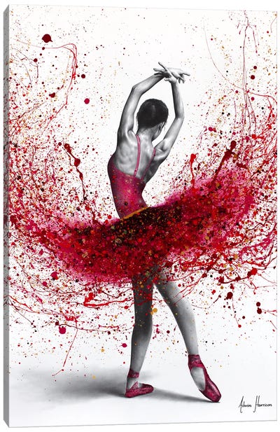 Wild Rose Dancer Canvas Art Print - Black, White & Red Art