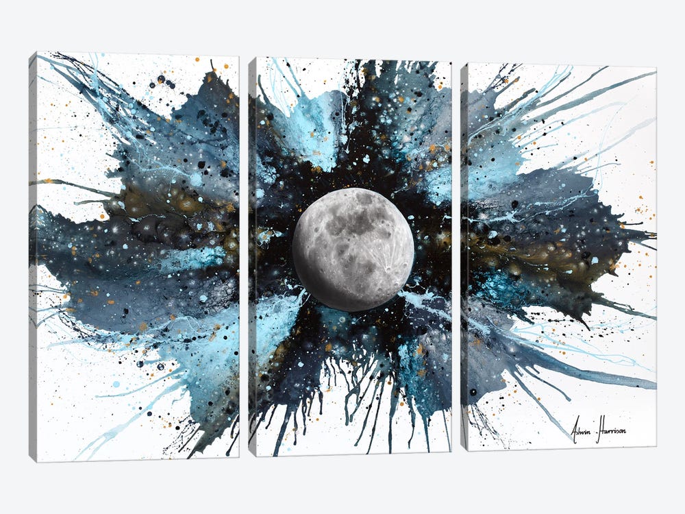 Abstract Universe- March Moon by Ashvin Harrison 3-piece Canvas Art Print