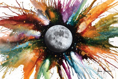 Abstract Universe- Rainbow Moon by Ashvin Harrison canvas print
