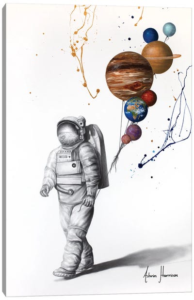 Walking To The Sun Canvas Art Print - Hyper-Realistic & Detailed Drawings