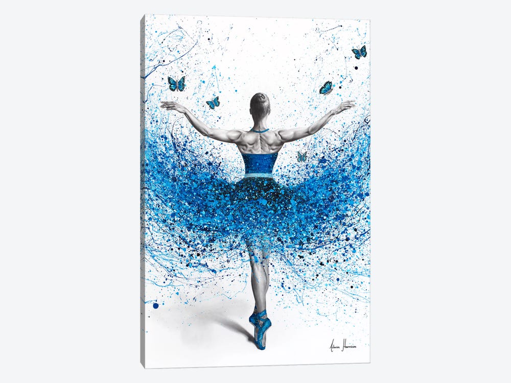 Blue Butterfly Ballerina by Ashvin Harrison 1-piece Canvas Art Print