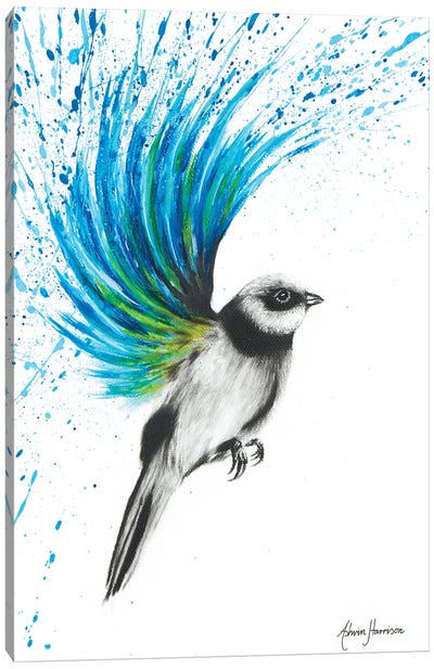 Turquoise Finch Canvas Art Print - Finch Art