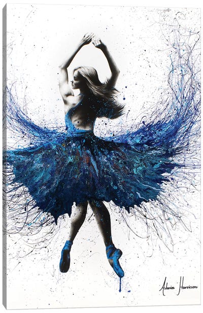 Bolshoi Crystal Dancer Canvas Art Print - Black, White & Blue Art