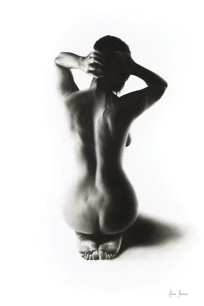 Bathroom Nudes: Nude Woman Charcoal Study 57 by Ashvin Harrison