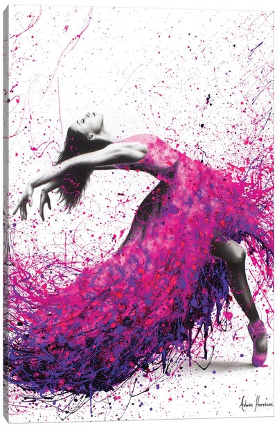 Hot Magenta Dance Canvas Art Print - Hyper-Realistic & Detailed Drawings