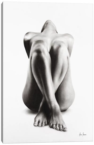 Nude Woman Charcoal Study 63 Canvas Art Print - Hyper-Realistic & Detailed Drawings