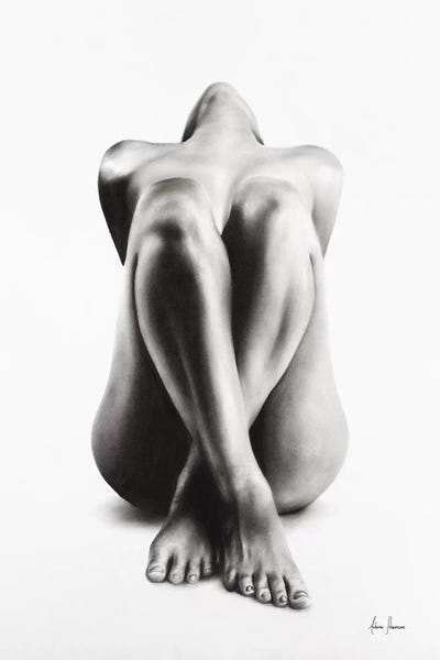 Hyper-Realistic & Detailed Drawings: Nude Woman Charcoal Study 63 by Ashvin Harrison