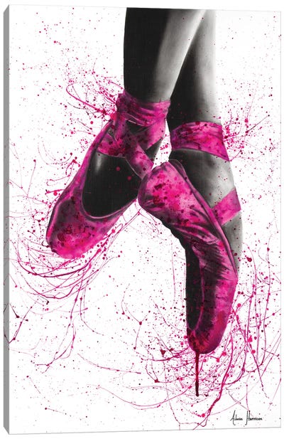 Pretty In Pink Ballet Canvas Art Print - Hyper-Realistic & Detailed Drawings