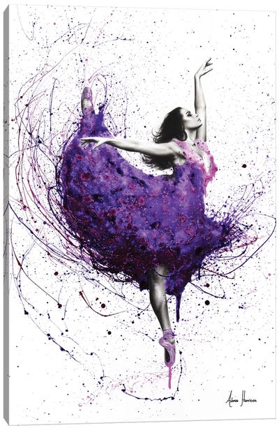 Purple Rain Ballet Canvas Art Print - Hyper-Realistic & Detailed Drawings