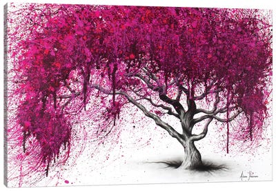 Pink Plum Park Canvas Art Print - Hyper-Realistic & Detailed Drawings