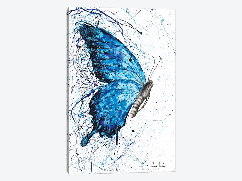 Blue Butterfly Rains by Ashvin Harrison 1-piece Canvas Wall Art