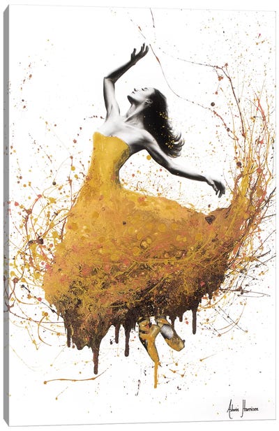 Golden Gravity Ballet Canvas Art Print - Hyper-Realistic & Detailed Drawings