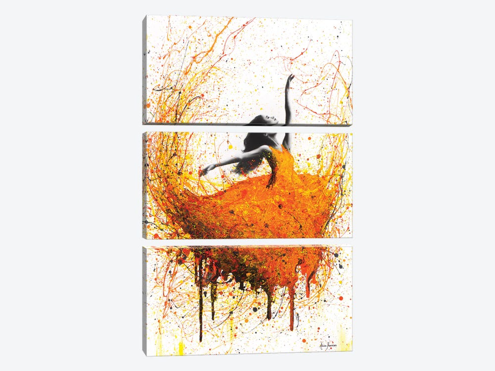 Tangelo Fire Dance by Ashvin Harrison 3-piece Canvas Art Print