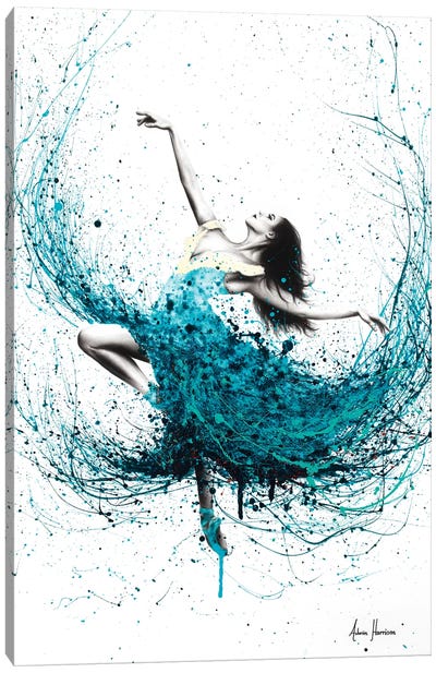Teal Dancer Canvas Art Print - Hand Drawings & Sketches