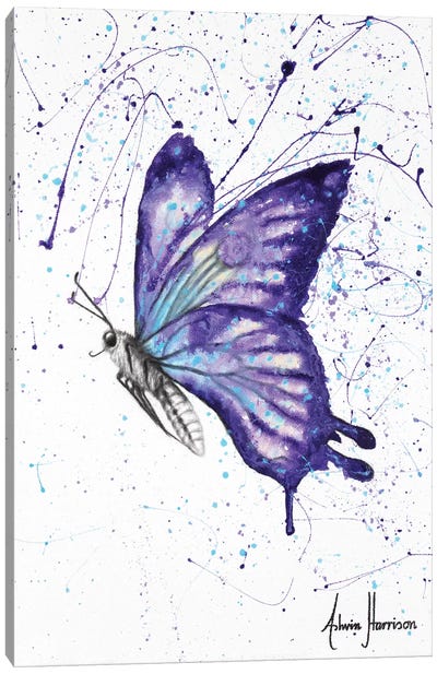 Lavender Butterfly Canvas Art Print - Hyper-Realistic & Detailed Drawings