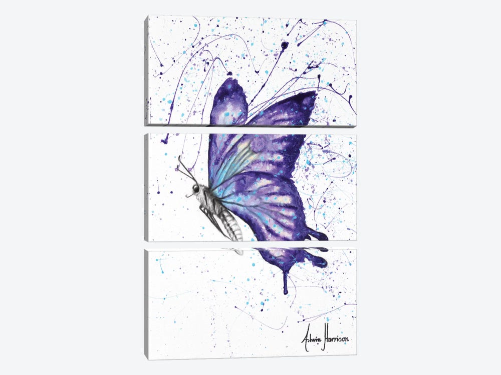 Lavender Butterfly by Ashvin Harrison 3-piece Canvas Print