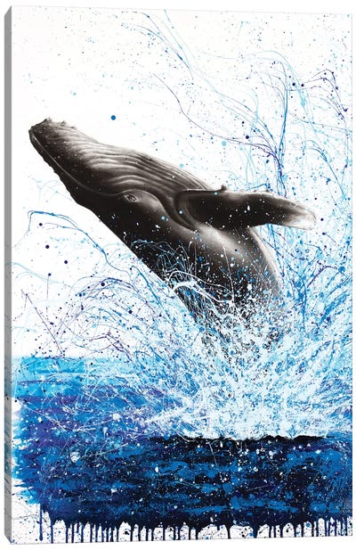 Whale Waves Canvas Art Print - Whale Art