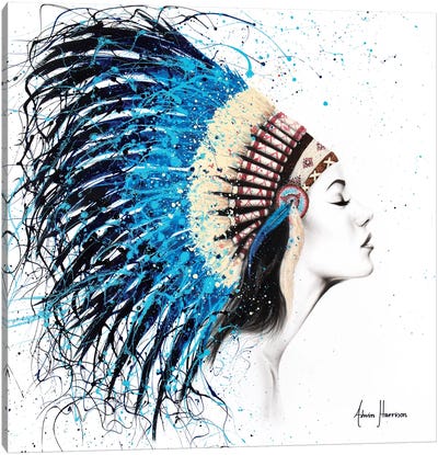 Her Feathers Canvas Art Print - Hyper-Realistic & Detailed Drawings