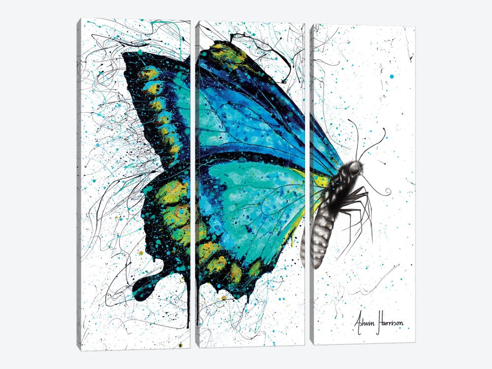Morning Citrus Butterfly by Ashvin Harrison 3-piece Canvas Art Print