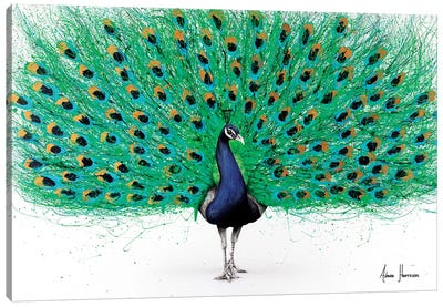 Proud Peacock Canvas Art Print - Hyper-Realistic & Detailed Drawings