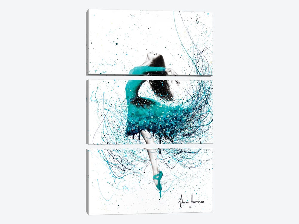 Turquoise Ocean Dancer by Ashvin Harrison 3-piece Canvas Artwork
