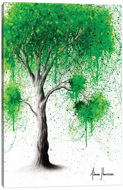 Green Acre Tree Canvas Art Print - Hyper-Realistic & Detailed Drawings
