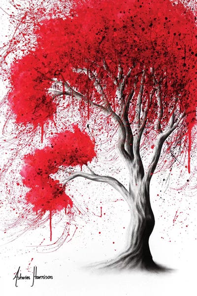 Black & White & Red: Scarlet Fall Tree by Ashvin Harrison