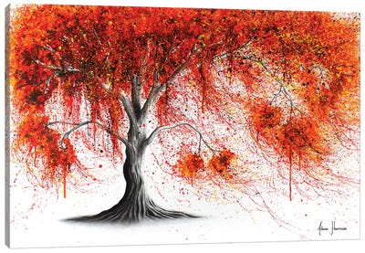 Crisp Amber Tree Canvas Art Print - Orange Art