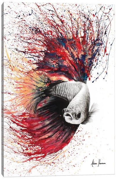 Heart Of Flames Canvas Art Print - Hyper-Realistic & Detailed Drawings