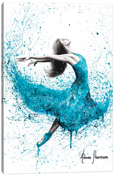 Turquoise Rain Dancer Canvas Art Print - Hyper-Realistic & Detailed Drawings