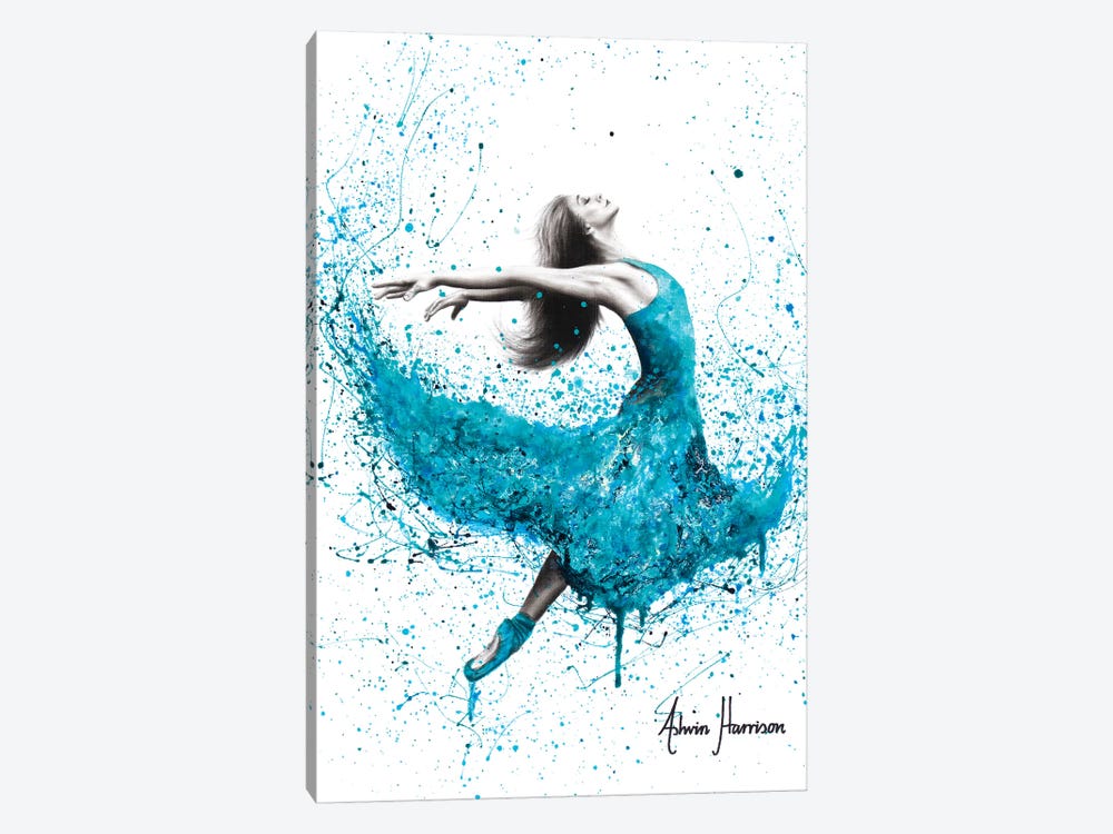 Turquoise Rain Dancer by Ashvin Harrison 1-piece Canvas Wall Art