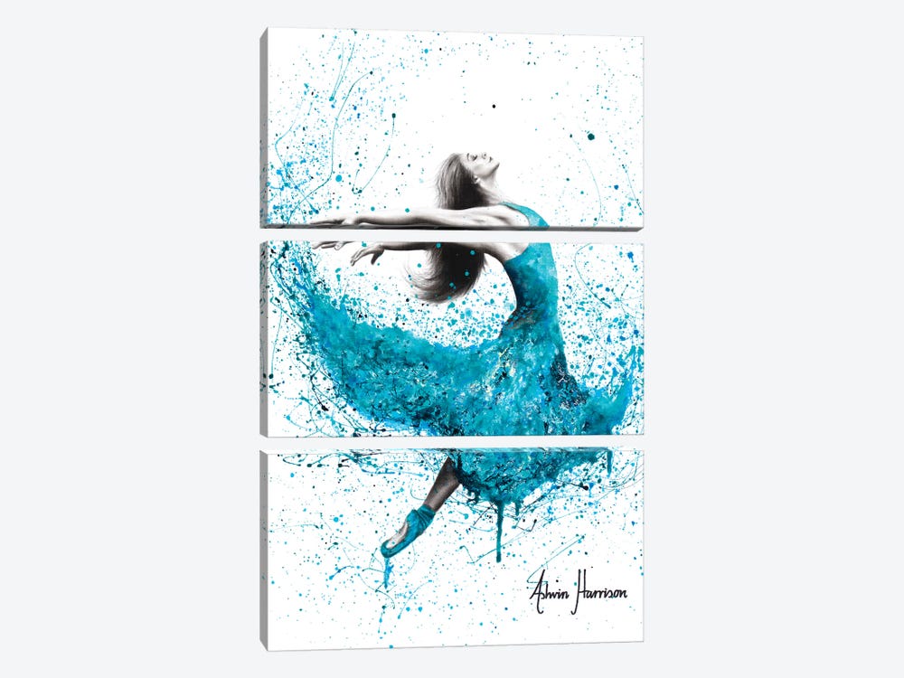 Turquoise Rain Dancer by Ashvin Harrison 3-piece Canvas Art
