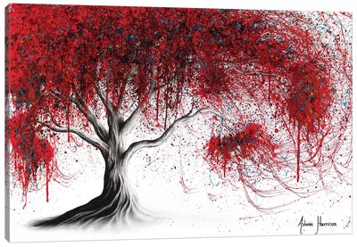 Scarlet Picnic Dream Tree Canvas Art Print - Hyper-Realistic & Detailed Drawings