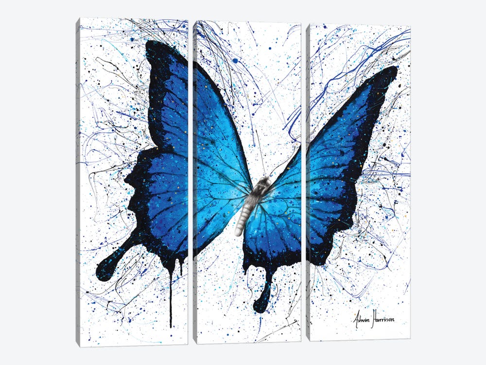 Tropics of Blue Butterfly by Ashvin Harrison 3-piece Canvas Art