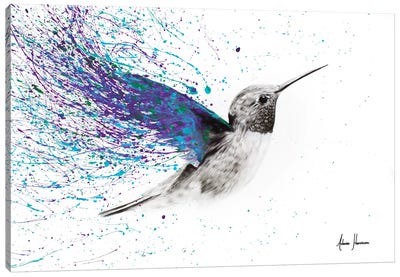 Hummingbird Garden Canvas Art Print - Embellished Animals