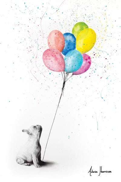 The French Bulldog And The Balloons by Ashvin Harrison art print