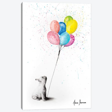 The French Bulldog And The Balloons Canvas Print #VIN437} by Ashvin Harrison Canvas Art Print