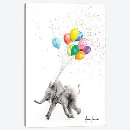 The Elephant And The Balloons Canvas Print #VIN440} by Ashvin Harrison Art Print