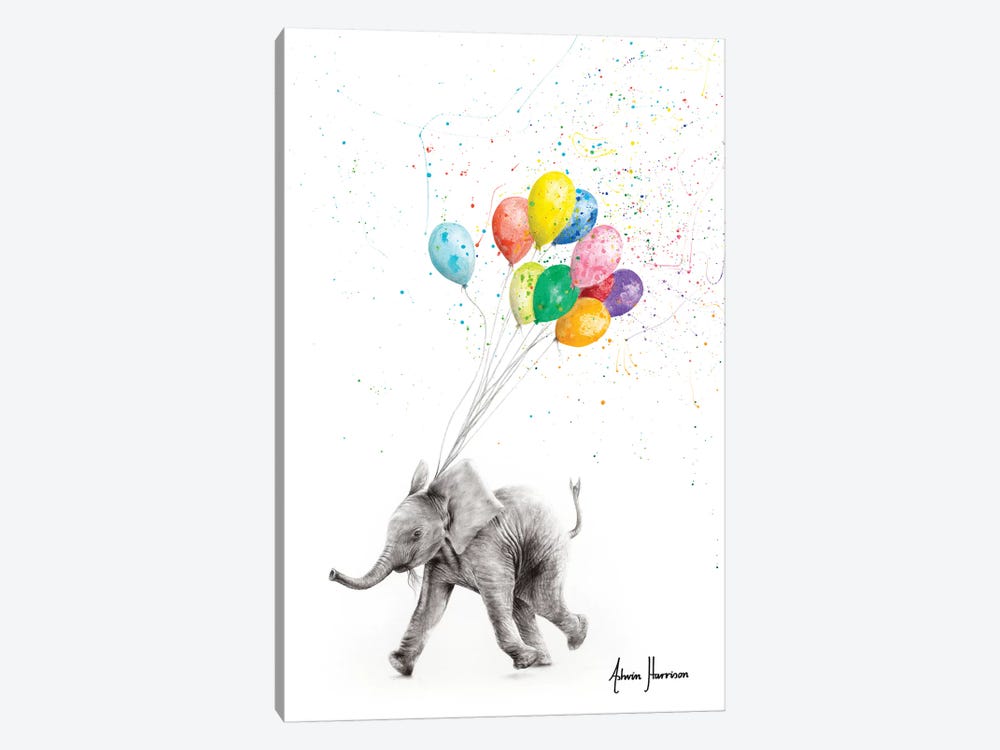 The Elephant And The Balloons by Ashvin Harrison 1-piece Canvas Art Print