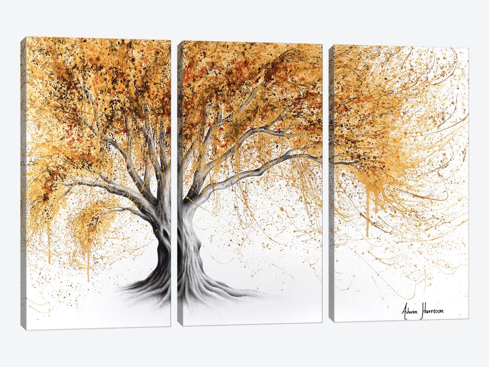 Golden Glow Tree 3-piece Canvas Artwork