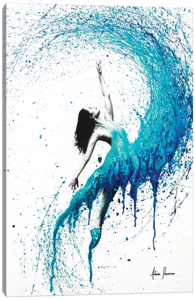 In The Waves Canvas Art Print - Teal Art