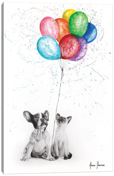 The Eight Balloons Canvas Art Print - French Bulldog Art