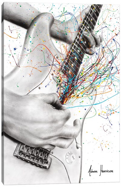 The Guitar Solo Canvas Art Print - Hyper-Realistic & Detailed Drawings