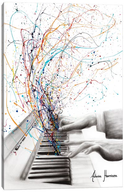 The Keyboard Solo Canvas Art Print - Hyper-Realistic & Detailed Drawings