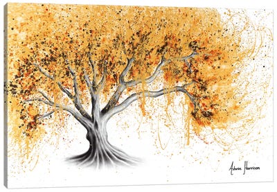 The Golden Tree Canvas Art Print - Black, White & Gold Art