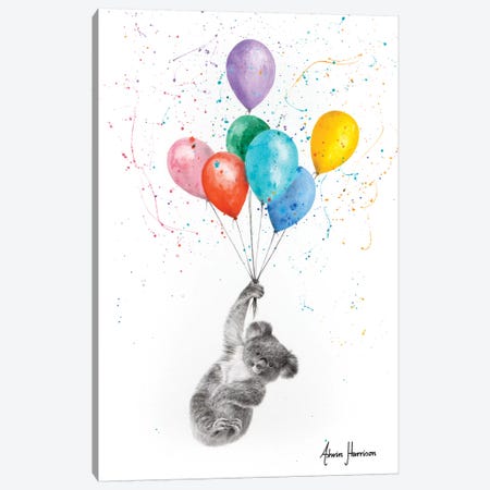 The Koala And The Balloons Canvas Print #VIN465} by Ashvin Harrison Canvas Wall Art