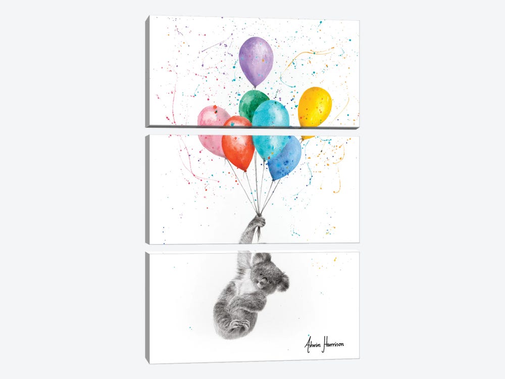 The Koala And The Balloons by Ashvin Harrison 3-piece Canvas Artwork