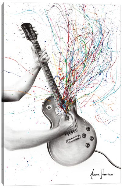 The Star Guitar Canvas Art Print - Hyper-Realistic & Detailed Drawings