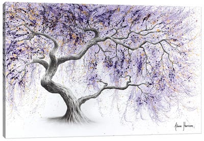 Purple Prosperity Tree Canvas Art Print - 3-Piece Fine Art