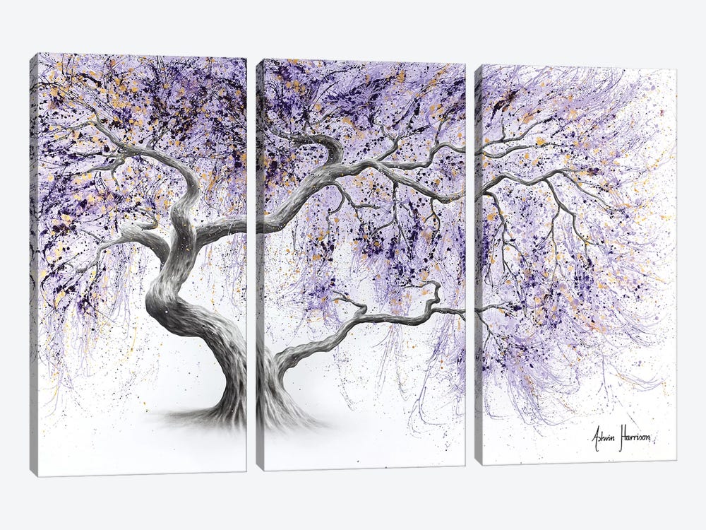 Purple Prosperity Tree by Ashvin Harrison 3-piece Canvas Artwork